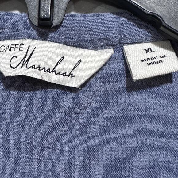 Caffe Marrakesh Shirt Womens XL Blue Pink Embroidered Sleeveless Boho Top - Picture 3 of 8